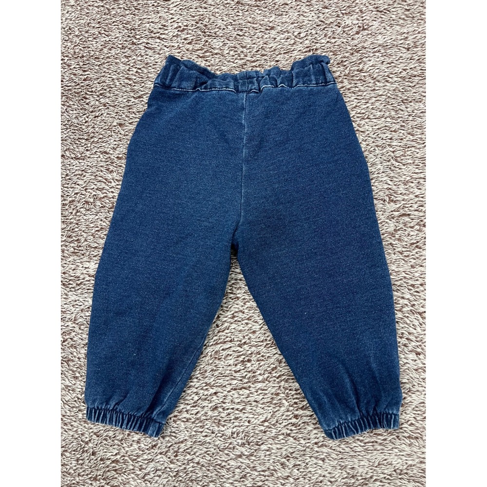 Habitual Baby Girls 12M Knit Denim Jogger Pants Ruffle Pockets Paperbag Waist - Picture 3 of 7